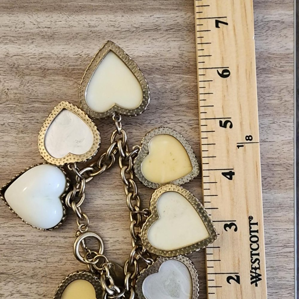 RARE BETSY JOHNSON PUFFY CHUNKY YELLOW PINK LUCITE HEARTS VTG RARE - Picture 2 of 2